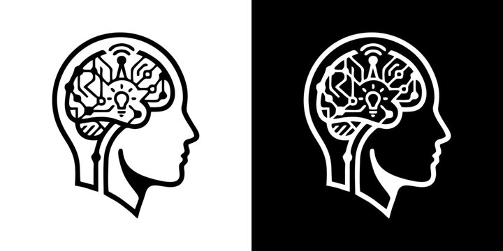 Two black and white illustrations show brains inside human heads in profile.