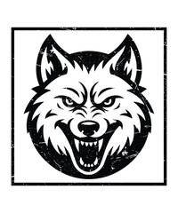 Fototapeta premium Vintage Grunge Angry Wolf Mascot Logo Circle Vector illustration for Esports