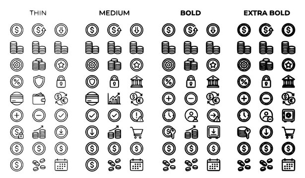 Price Tag Line Icon Set Retail Sale Label Stroke Weight Vector Collection
