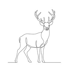 Naklejka premium Minimalist Line Art Stag Standing on White Background