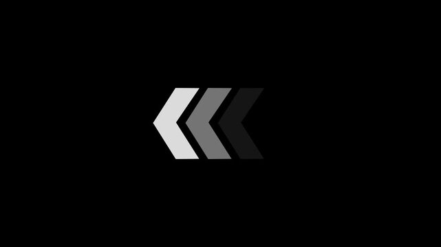 swipe left-pointing arrow icon. Left-direction arrow. Left directional arrow on black background.