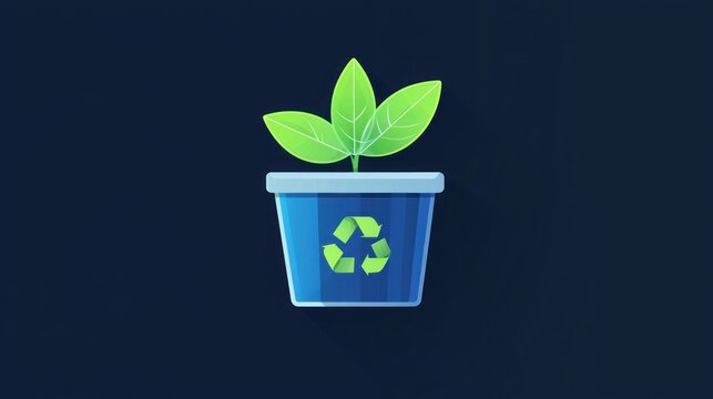 A simple icon of a recycling bin with a green leaf, representing efforts in waste reduction as part of climate action initiatives.