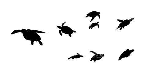 Sea Turtle Swimming Silhouette © 99___Designer