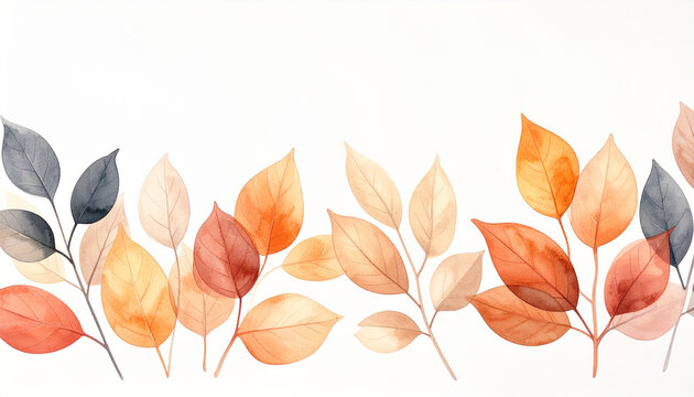 Autumn Leaves Watercolor Border