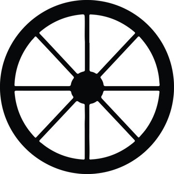 Silhouette vector wagon wheel icon for rustic transportation logo design