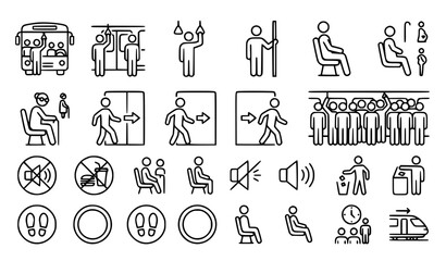 Public Transport Passenger Pictogram Icon Set Vector EPS 10 © MD