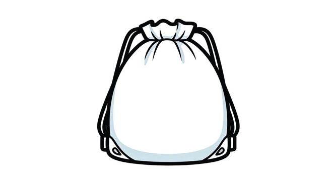 Drawstring bag with black outline.