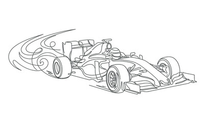Naklejka premium sports one line icon design editable Sketch style formula 1 race car illustration isolated on transparent background, Vector