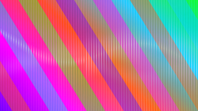 Abstract colorful diagonal stripes pattern with vibrant rainbow gradient background
