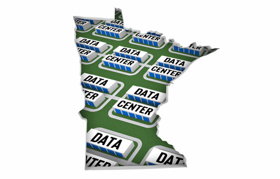 Minnesota MN Map Data Centers Building Development State Law Ban Regulation 3d Illustration