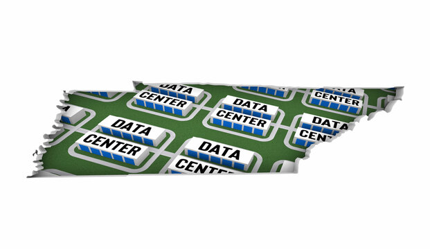 Tennessee TN Map Data Centers Building Development State Law Ban Regulation 3d Illustration