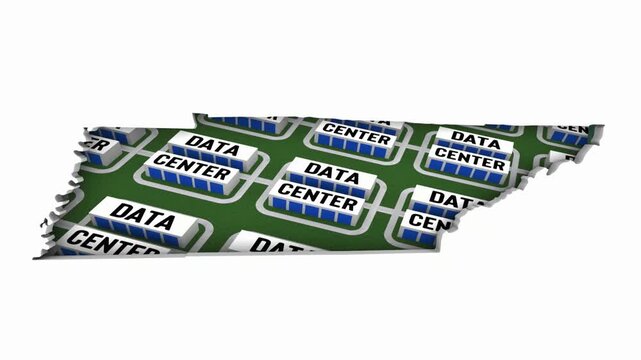 Tennessee TN Map Data Centers Building Development State Law Ban Regulation 3d Animation
