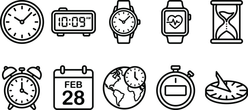 Universal Time Measurement and Clock interface Pack Icons