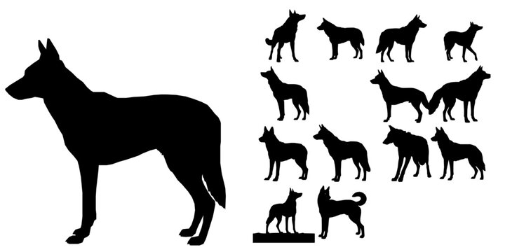 Dingo Standing Silhouette Clean Outline Vector Icon Pack