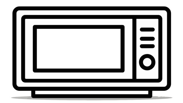 Minimalist microwave oven icon vector illustration with simple black lines design isolated on white background