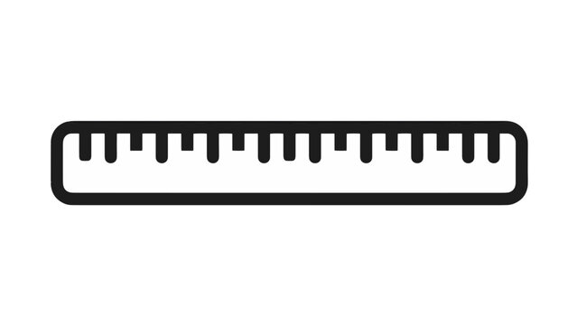 Minimalist ruler icon vector illustration with simple black lines design isolated on white background