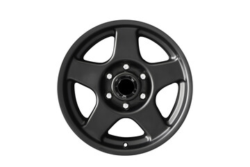 Obraz premium Car wheel , Alloy Wheel side view black color Isolated on transparent Background.