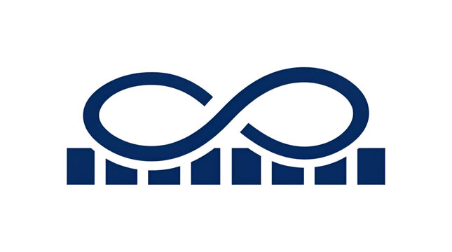 Infinity loop symbol over bar graph in navy blue and white for business growth concept