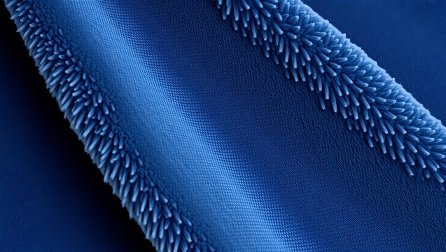 abstract blue microscopic texture with rows of synthetic fibers