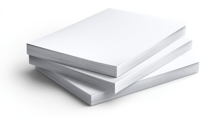Stack of blank white books or notepads on a white background, ready for design