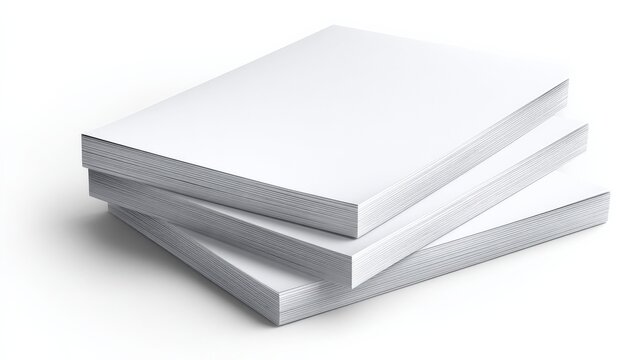 Stack of blank white books or notepads on a white background, ready for design