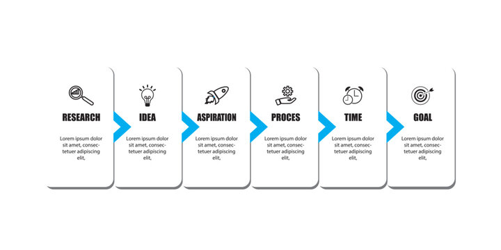 vector infografic design with icon anf 6 option or steps, infographics for business concept, Can be used for presentation banner, workflow layout, process diagram, flow chart, info graph