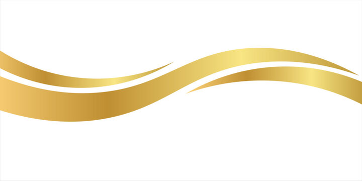 Flowing gold waves and bars with gold gradient for fancy border or footer on certificate, banner