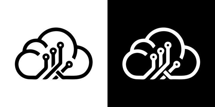 A graphic illustration of a cloud computing concept with servers.