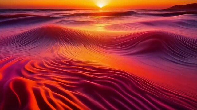 Warm glowing colorfield with orange pink waves moving slowly in a soft abstract radiant backdrop