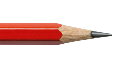 Fototapeta premium Red wooden pencil with sharpened graphite tip