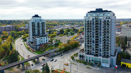 Obraz premium Aerial of Guelph, Ontario, Canada in beautiful fall