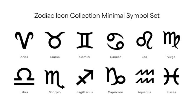 Zodiac Symbol Icon Set Minimal Vector Collection