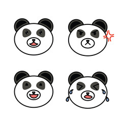 Naklejka premium Cute panda bear emoji avatar vector illustration bundle. Giant panda expression set with happy angry crying face. Flat design oriental animal icon.