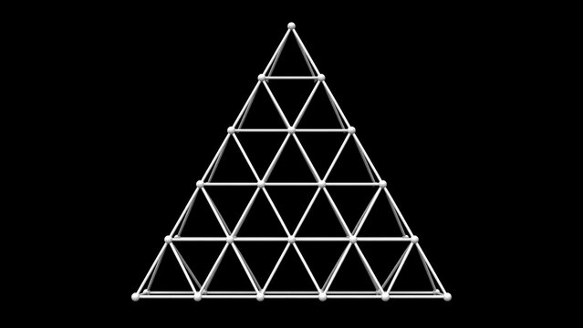 Symmetrical wireframe structure of equilateral triangles, geometric precision, 3D rendering.
