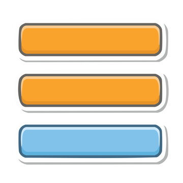 Flat design rounded rectangle buttons in orange and blue