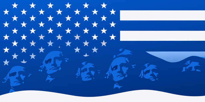 American Flag Illustration Featuring Presidential Mount Rushmore Silhouettes