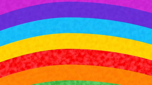 Cartoon Rainbow Transition Effect With Colorful Curved Textured Bands And Dynamic Screen Wipe Sweeping Across The Full Screen With Soft Noise And Playful Motion. 