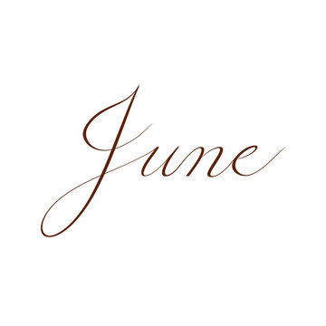 &ldquo;June&rdquo; in copperplate calligraphy. Handwritten. Transparent background.