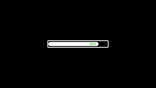 white glowing loading bar Neon Glow 0 to 100% Progress Bright loading bar black progress loading bar on black 4k animation video..........