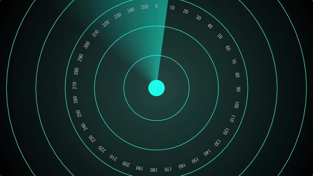 green in dark background. Radar Navigation is looking for objects. Searching process in futuristic interface . 4k animation video .....