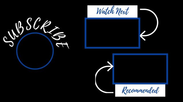 Animated end screen with a 'Thank You For Watching' message on a black grid background with blue elements. Perfect digital outro for online video content, presentations, and broadcast channels.