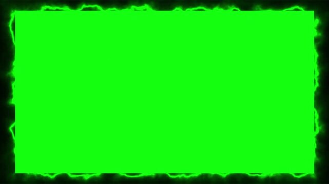 Electric Lightning Border Frame on Green Screen Background &mdash; Animated Overlay Video Loop