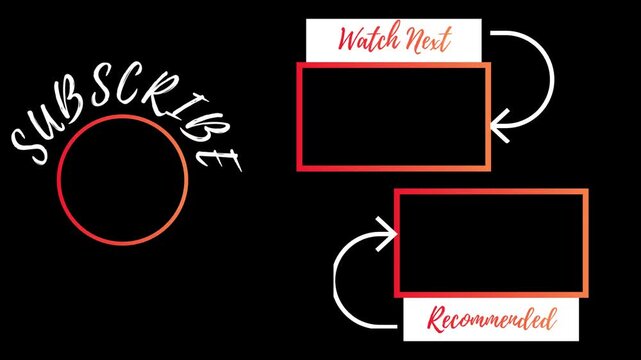 Modern digital video end screen element featuring a subscribe call to action, alongside placeholders for 'Watch Next' and 'Recommended' videos, ideal for online content creators to boost viewer