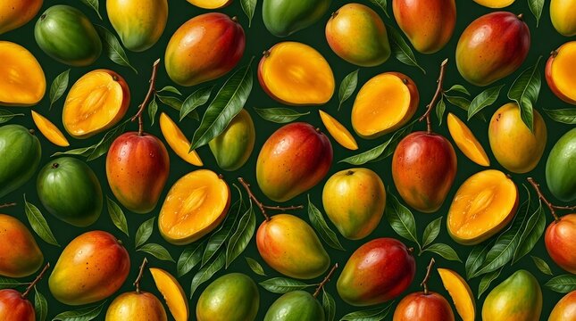 Avocado seamless pattern on dark background