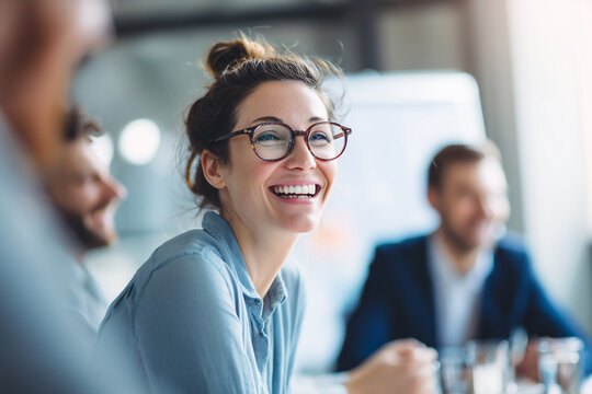 Businesswoman CMO brand strategist confident smiling, marketing roadmap, creative briefing, campaign analytics, corporate office teamwork