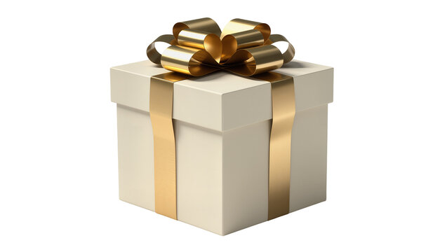 Cream gift box with gold ribbon and bow