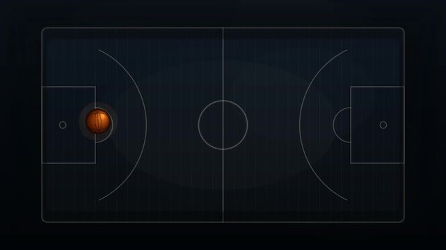 Dynamic Basketball Dribble on Glowing Court Motion Background