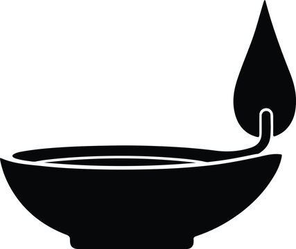 Silhouette vector of a traditional diya oil lamp holiday design