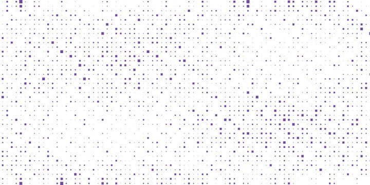 Purple abstract pixel texture bg video screen. Tv pattern background with square noise effect. Futuristic broadcast neon gradient banner for television. Modern vhs led static display element