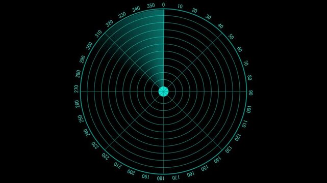 Radar screen animation on black background. Signal transmitted sonar radar Format quick time alpha animation. 4k animation video...